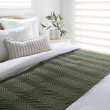 Herringbone Polyester Microfibre Bed Runner 270 x 60cm Bambury - Moss