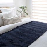 Herringbone Polyester Microfibre Bed Runner 270 x 60cm Bambury - Navy