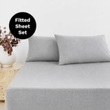 BedT Organica Cotton Tencel Fitted Sheet Set Bambury - King Single Grey