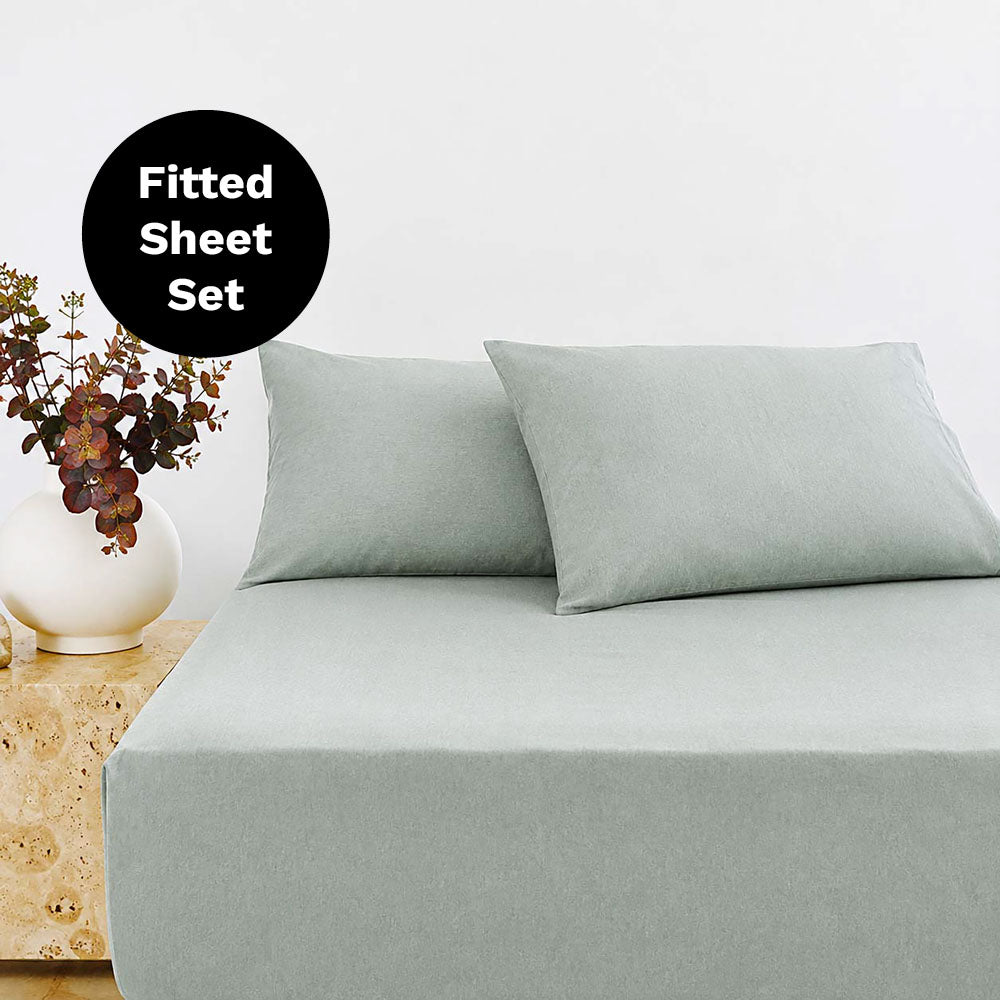BedT Organica Cotton Tencel Fitted Sheet Set Bambury - King Sage