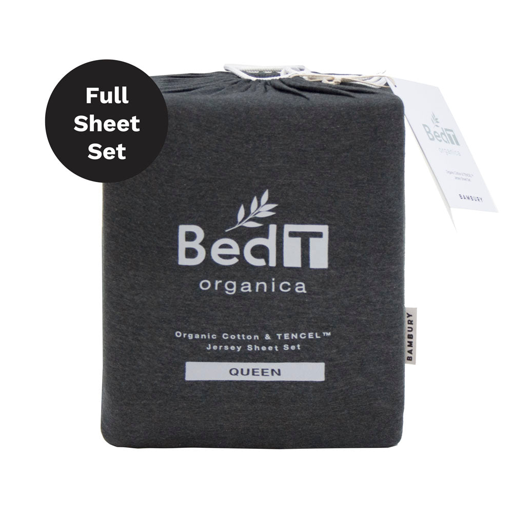 BedT Organica Cotton Tencel Sheet Set Bambury - Split King Charcoal