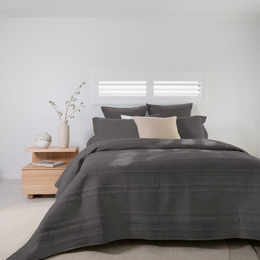 Flinders Coverlet Set Charcoal Single / Double - BAMBURY