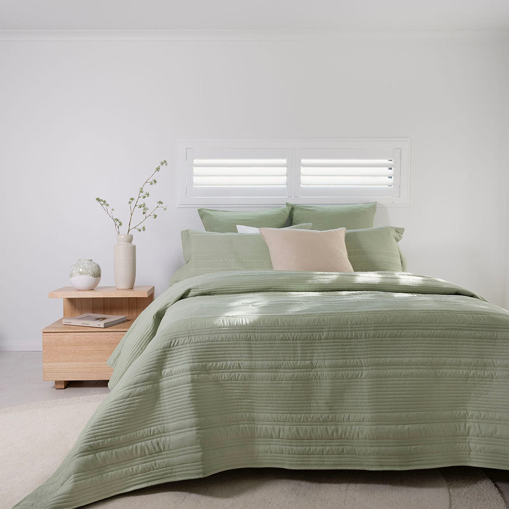 Flinders Coverlet Set Sage Single / Double - BAMBURY