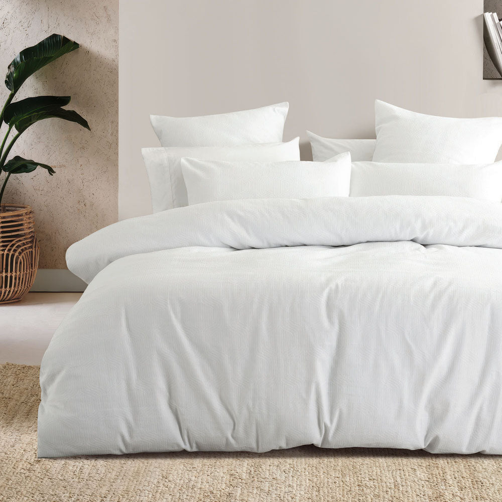 Ogee Jacquard White European Pillowcase - Bambury