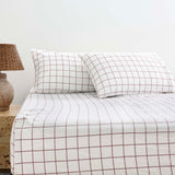 Grid Boysenberry Flannelette Fitted Sheet Set Single - Bambury