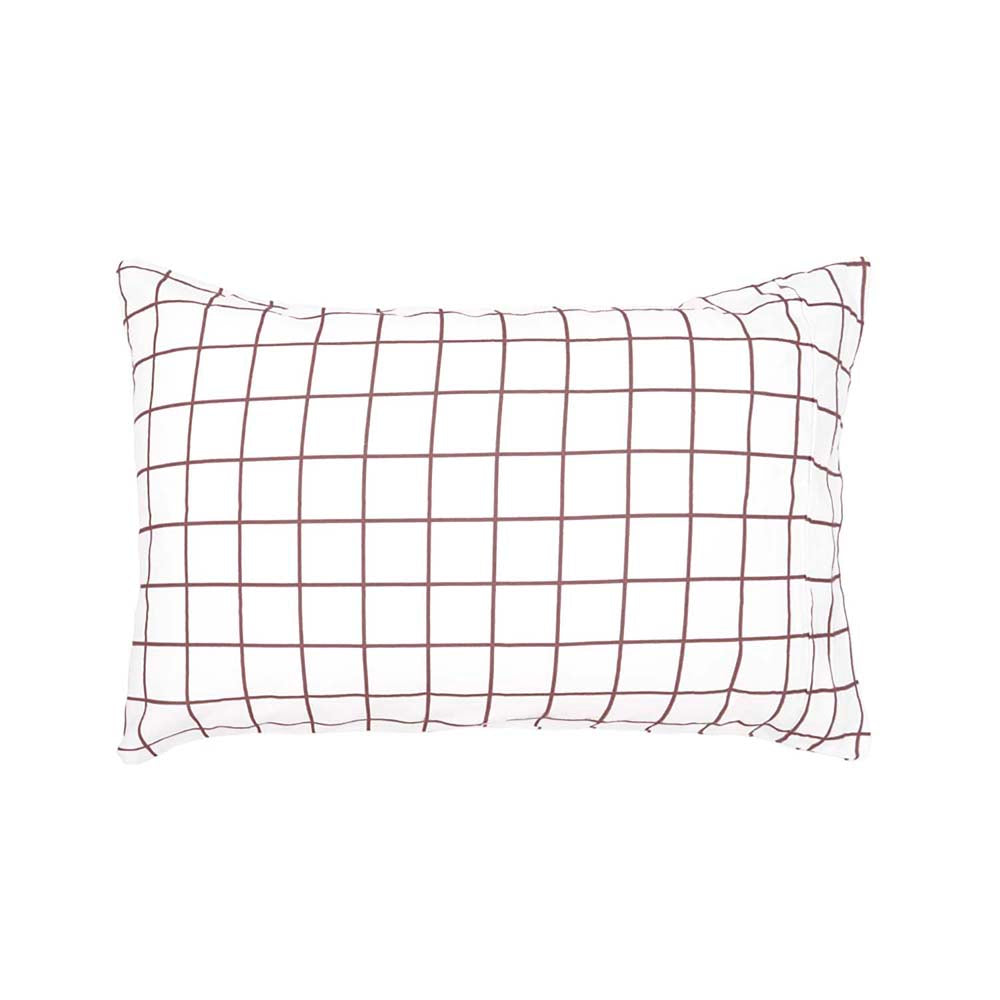 Grid Boysenberry Flannelette Fitted Sheet Set King Single - Bambury