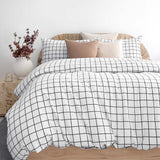 Grid Black Flannelette Duvet / Quilt Cover Set King - Bambury
