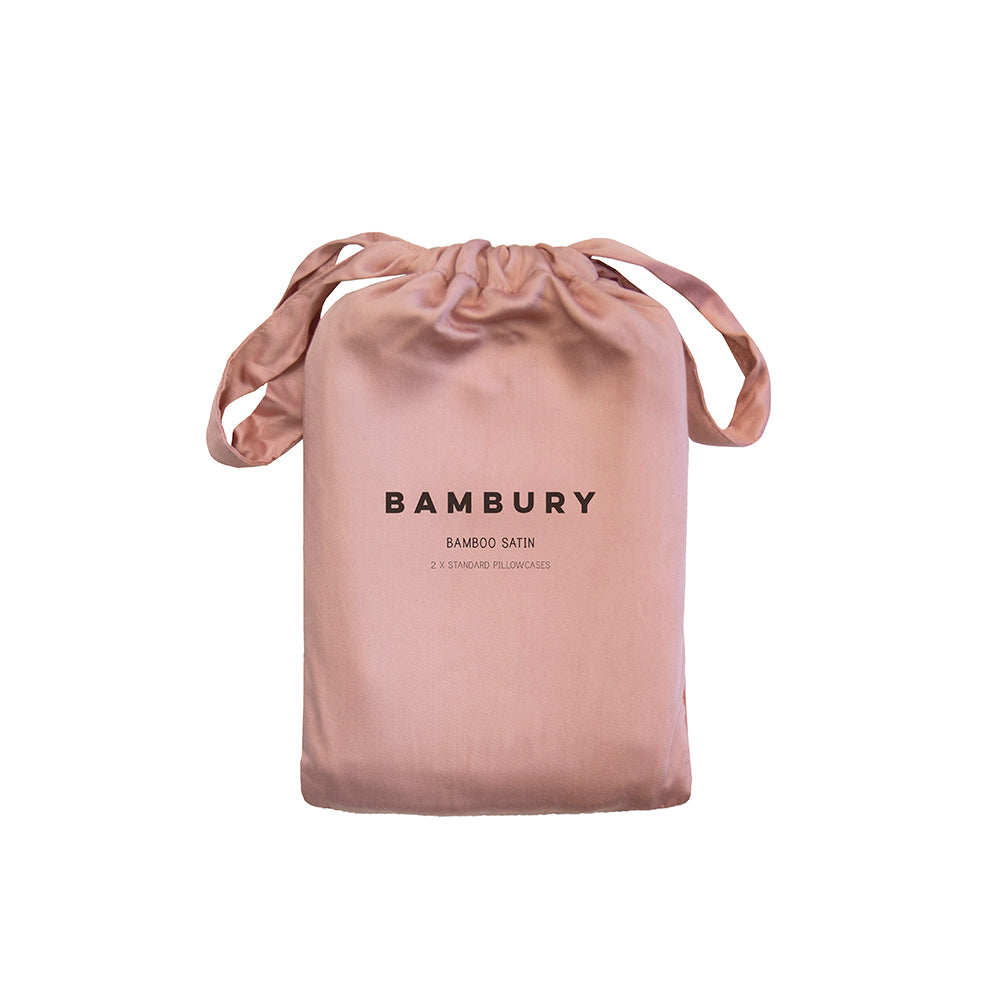 Bamboo Satin Pillowcases Rose Pink- Bambury