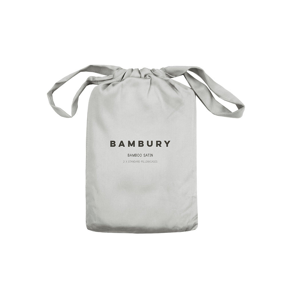 Bamboo Satin Pillowcases Silver- Bambury