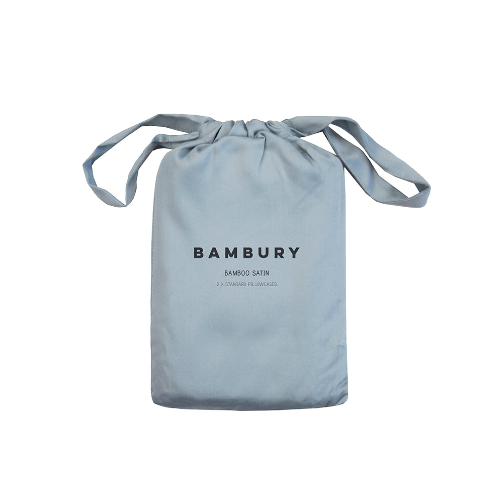 Bamboo Satin Pillowcases Slate Blue- Bambury