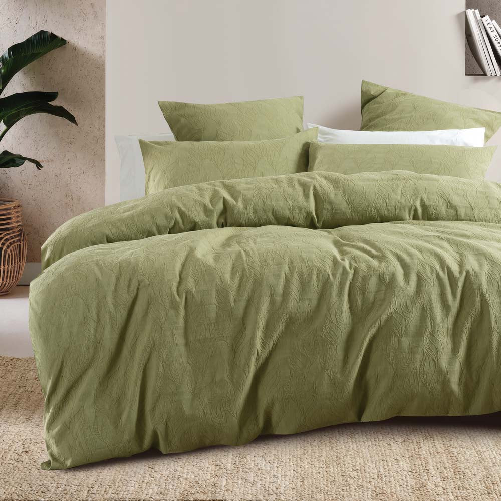 Acacia Jacquard Duvet / Quilt Cover Set Pear Queen - Bambury