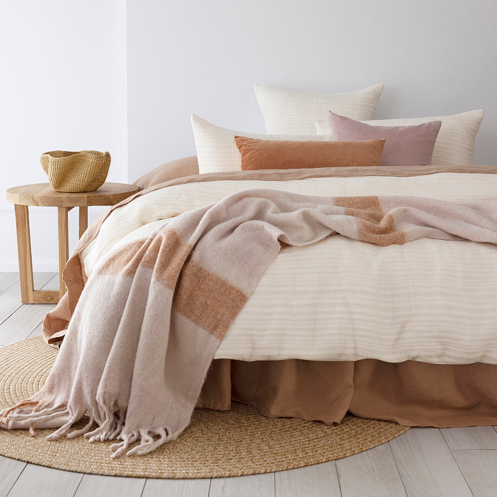 Lores Quilt / Duvet Cover Set Stone Double- Bambury