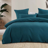 Luna Jacquard Duvet / Quilt Cover Set Teal King - Bambury