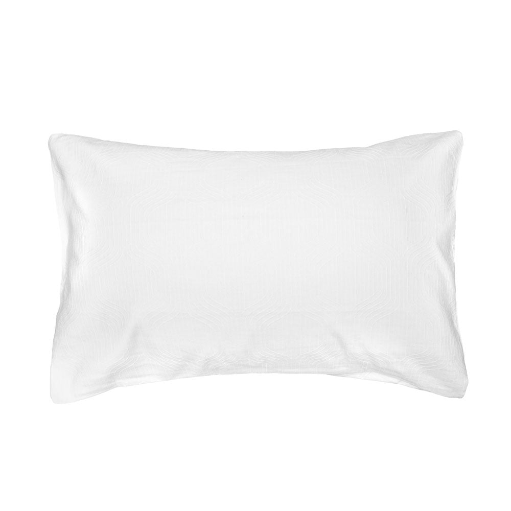 Ogee Jacquard Duvet / Quilt Cover Set White Queen - Bambury