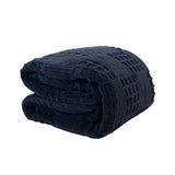 Lattice Sherpa Blanket Navy Super King Bed