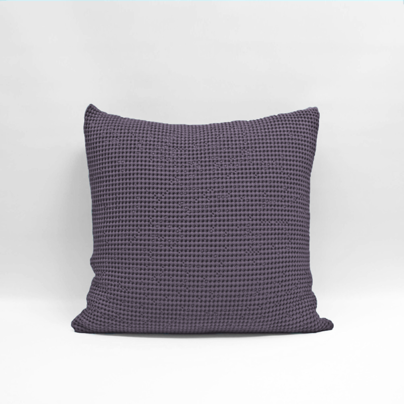 Grape Euro Pillowcase by Baksana, featuring deep waffle texture, 100% cotton, and zip closure, perfect for bedding decor.