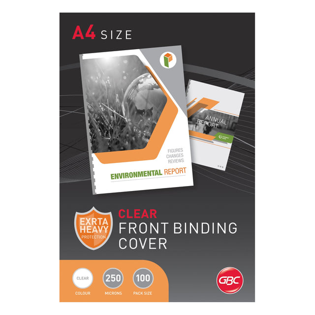 GBC Binding Cover A4 250 Micron Clear, premium PVC gloss covers for document protection and professional presentation.