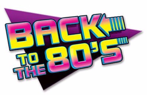 Colorful 60cm Back to the 80's sign cutout, perfect for 80s-themed parties and retro decor.