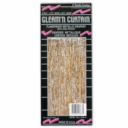 Metallic Fringe Curtain Gold