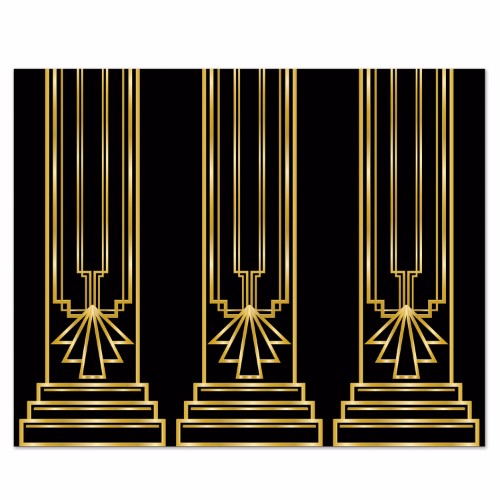 Vibrant 1.2m x 9.1m 1920s-themed backdrop, perfect for transforming events into a roaring 20's celebration.