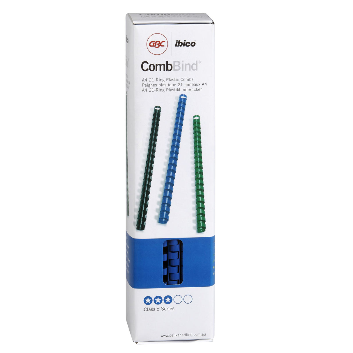 GBC Binding Comb 10mm Blue Pack of 100 for professional document presentation, compatible with all standard binding machines.