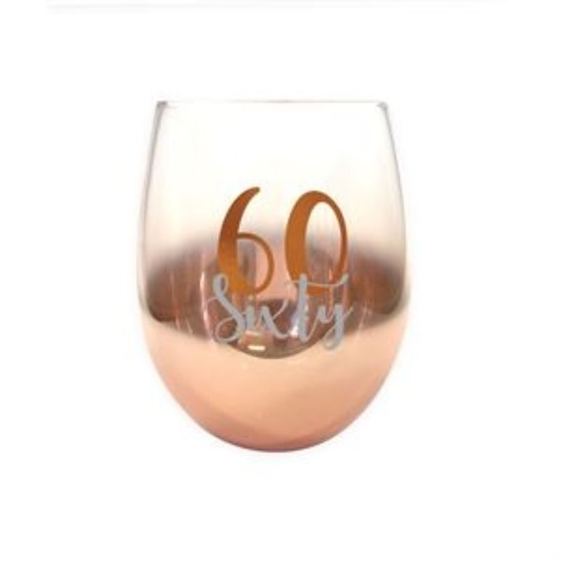 60th Ombre Stemless Wine Glass