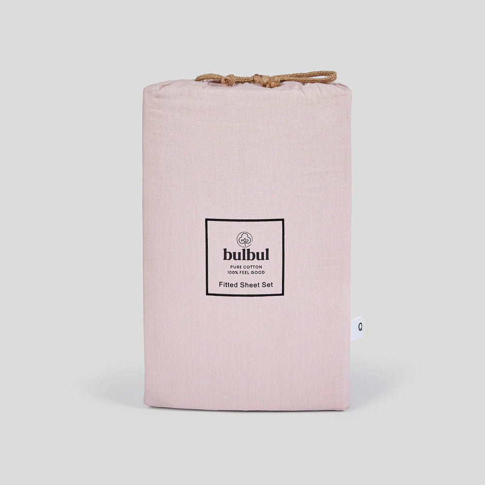 Pink Salt Fitted Sheet And Pillowcase Set King - Bambury