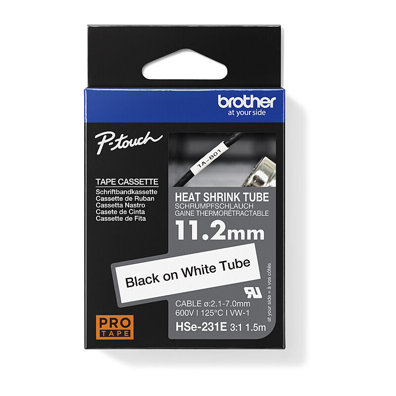 Brother tube tape Black on Wht