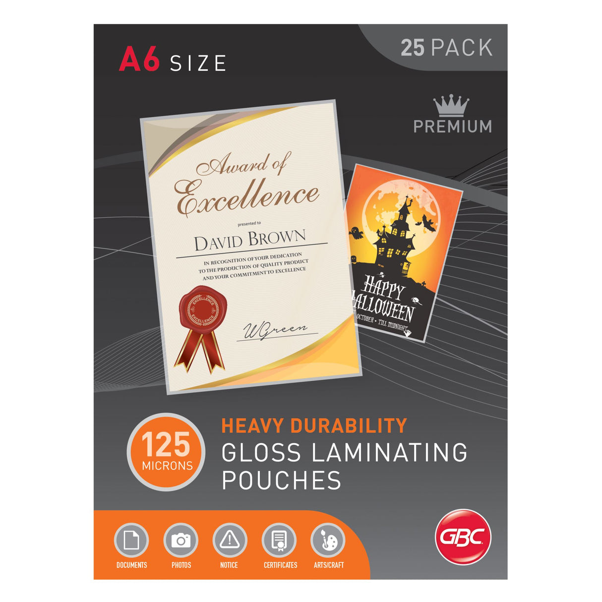 GBC Laminating Pouch A6 125 Micron Pk25