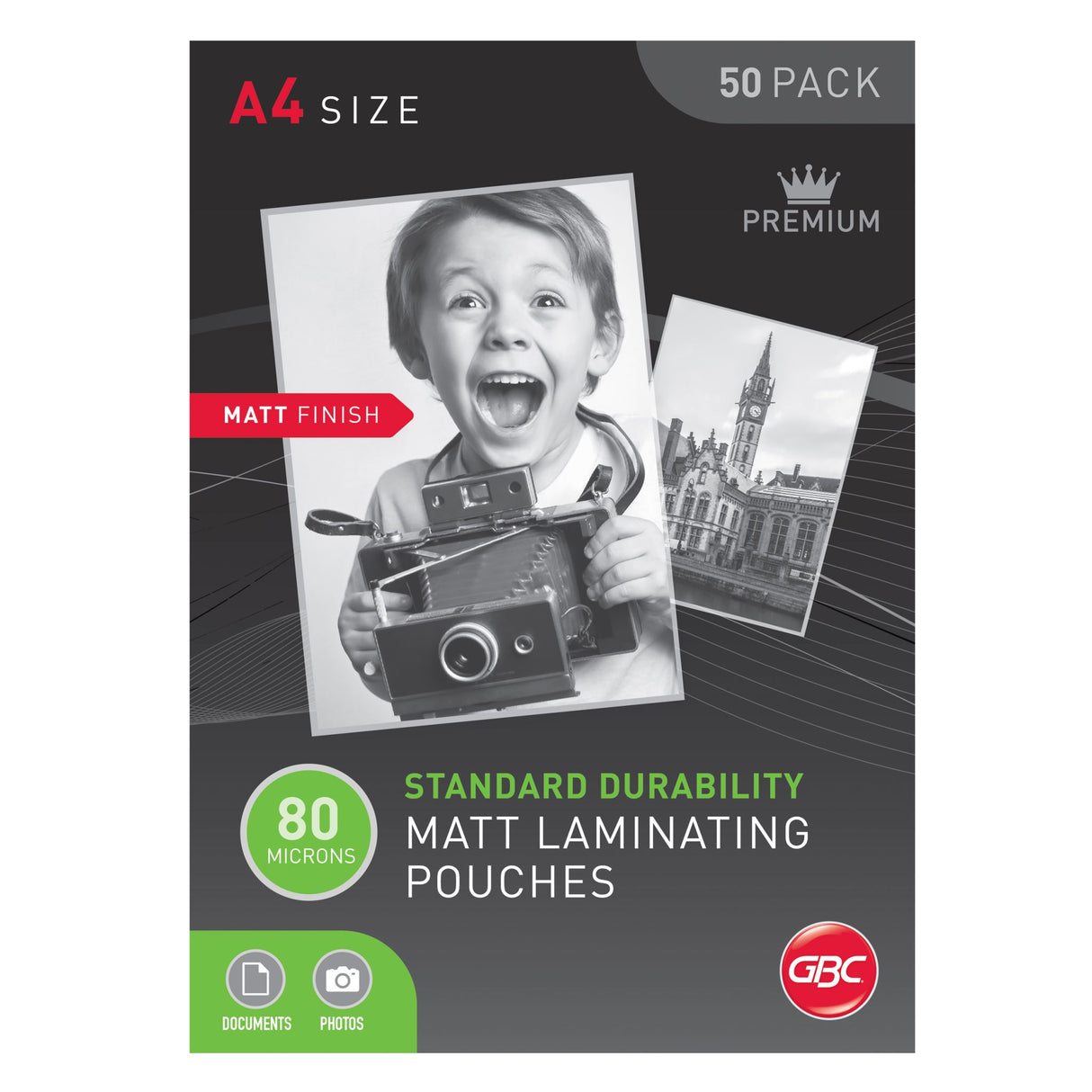 GBC Laminating Pouch A4 80 Micron Pk50 Matt