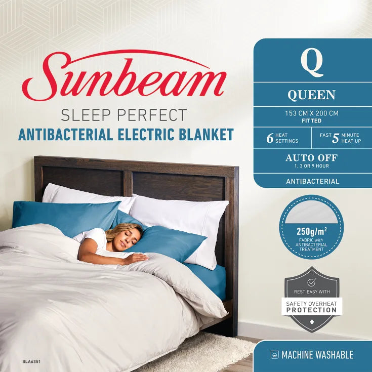 ANTIBACTERIAL ELECTRIC BLANKET - SLEEP PERFECT QUEEN (153cm x 200cm)