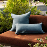 Linen Feather-Filled Rectangle Cushion 30 x 60cm Bambury - Blue
