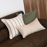 Linen Feather-Filled Square Cushion 50 x 50cm Bambury - Moss Stripe