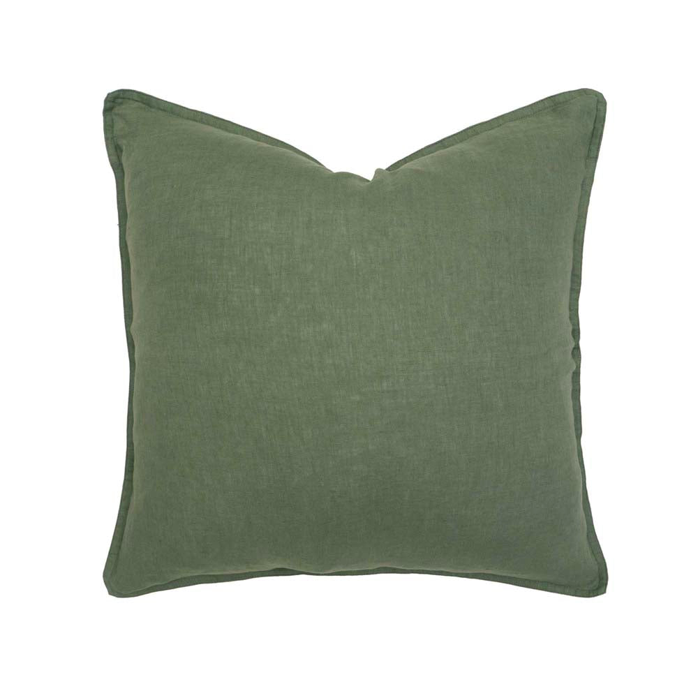 Linen Feather-Filled Square Cushion 50 x 50cm Bambury - Moss