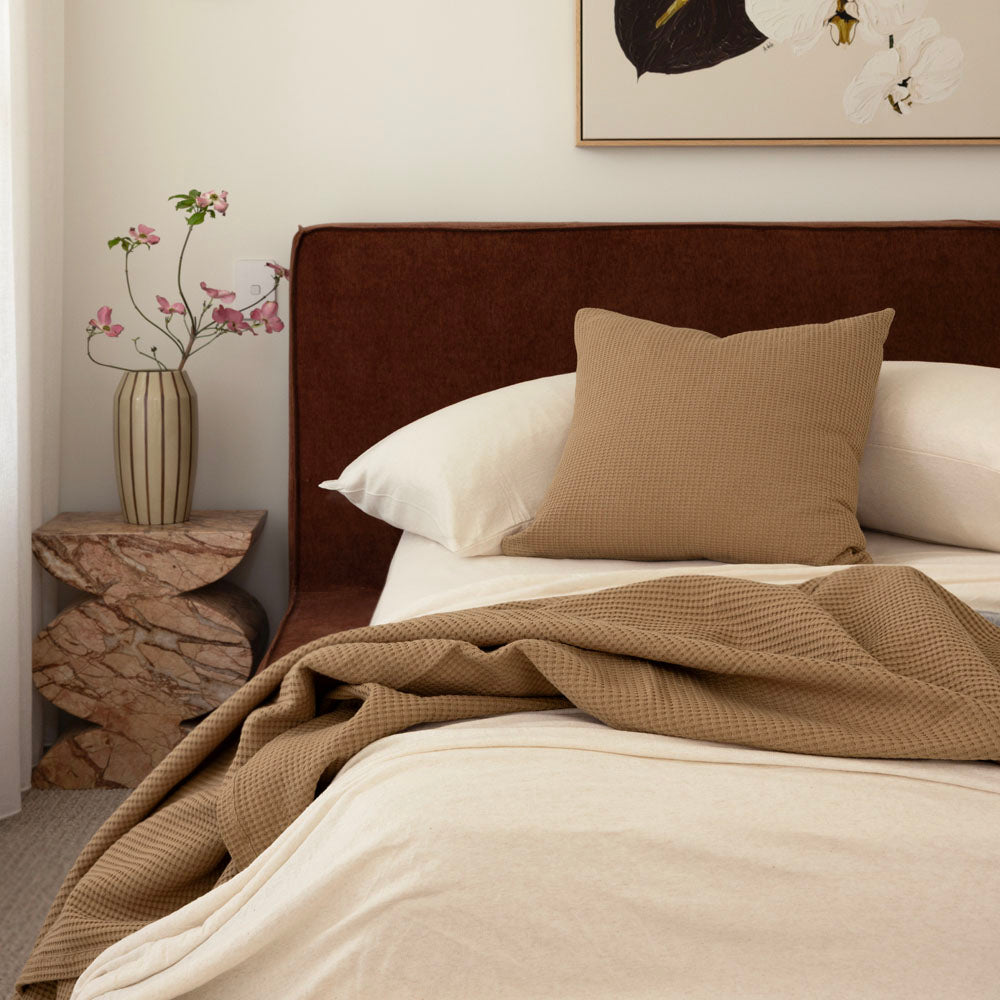 Milo Waffle Square Cushion Chai - Bambury
