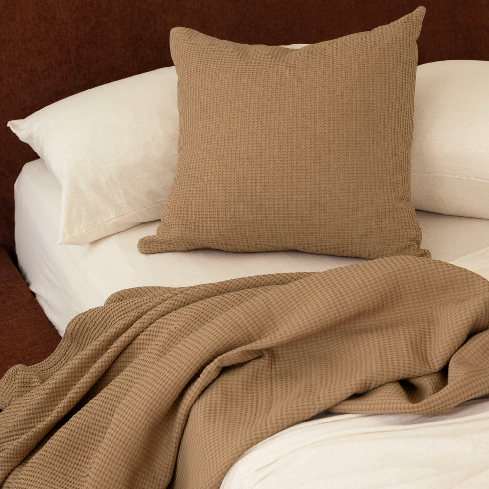 Milo Waffle Square Cushion Chai - Bambury