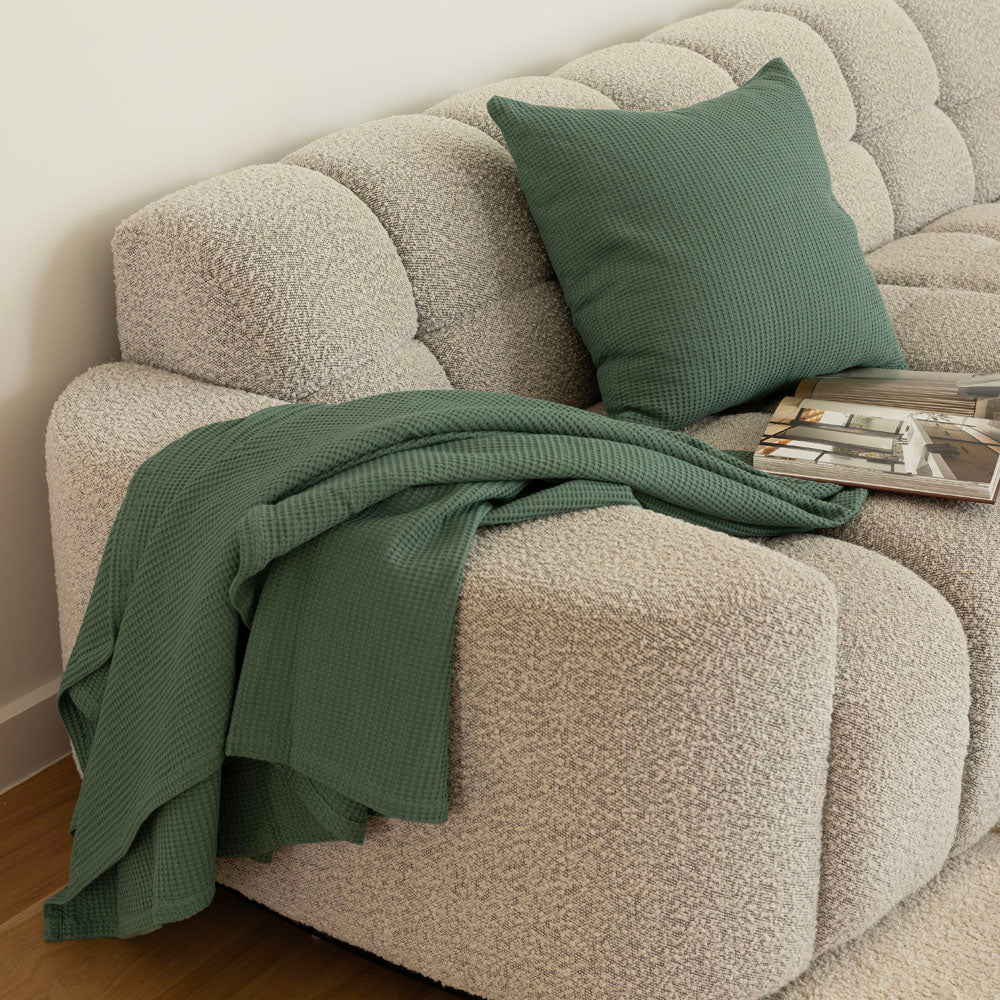 Milo Waffle Square Cushion Juniper - Bambury