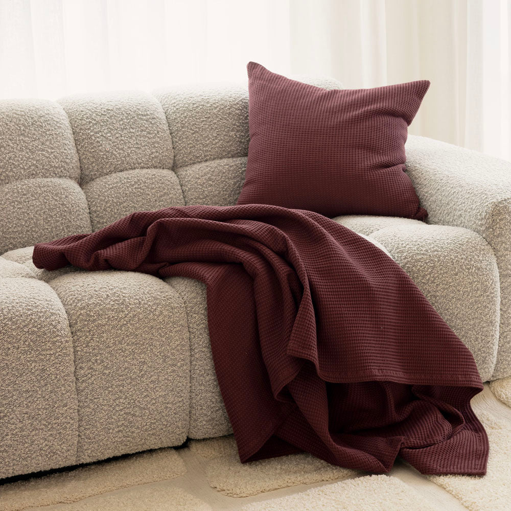 Milo Waffle Square Cushion Sangria - Bambury