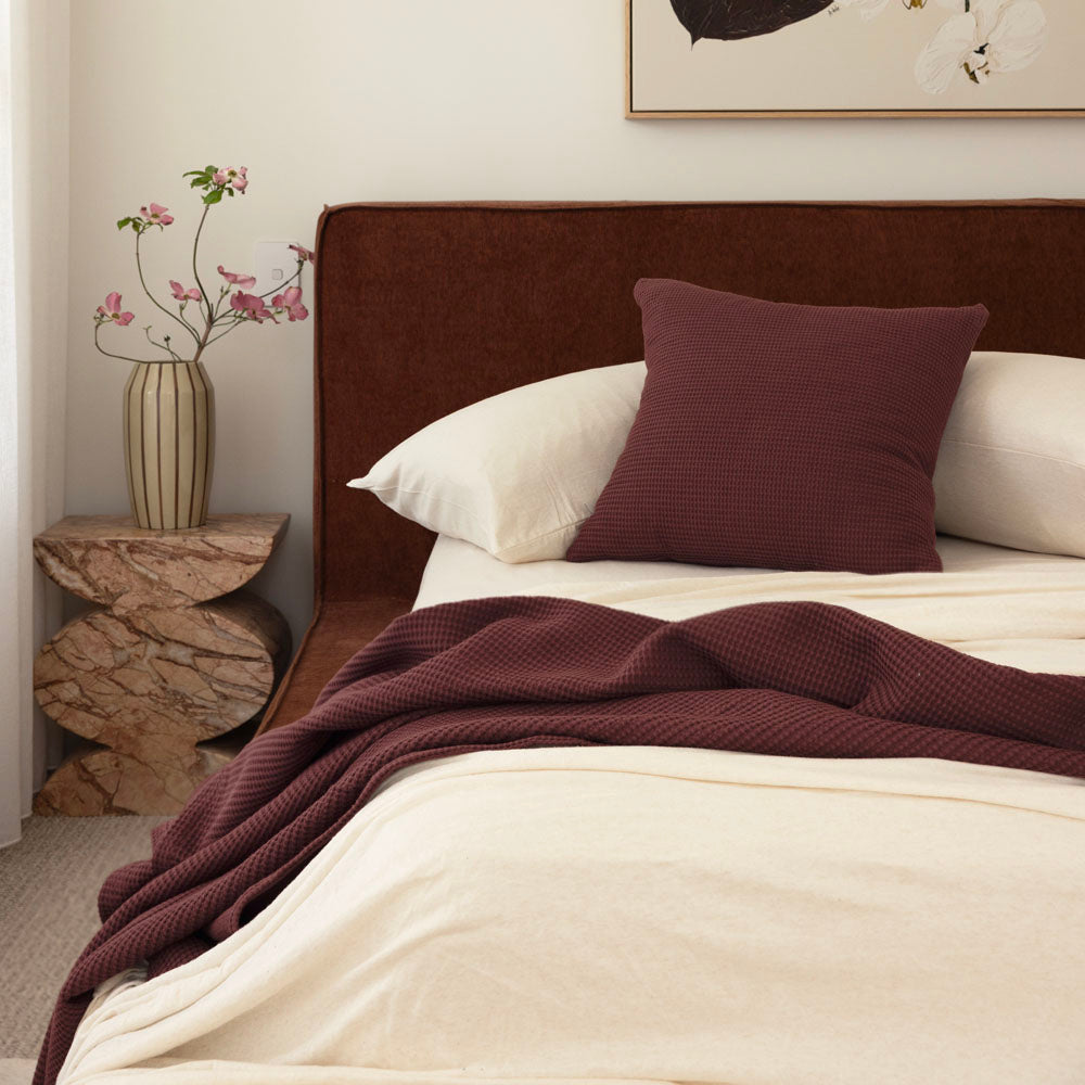 Milo Waffle Square Cushion Sangria - Bambury