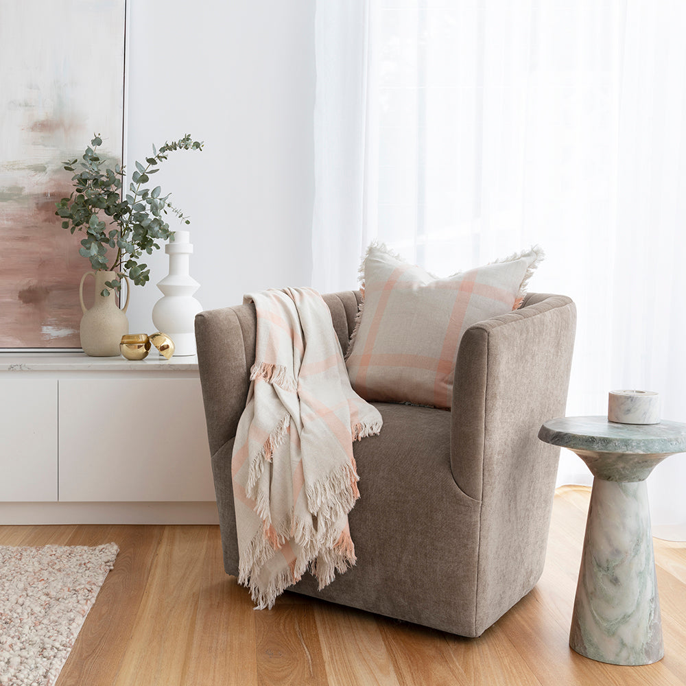 Stewart Square Cushion Papaya- Bambury