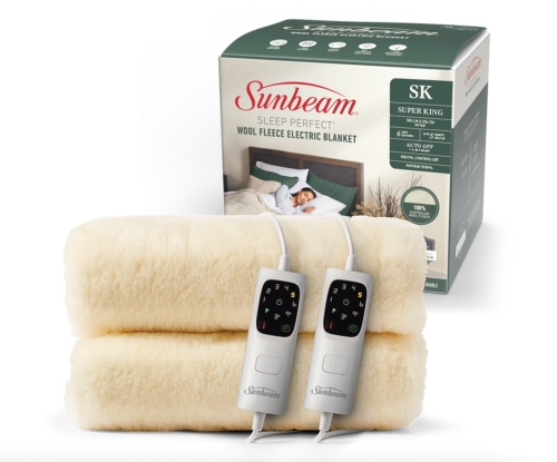Electric Blanket - SLEEP PERFECT  WOOL FLEECE - SUPER KING (180cm x 204cm)