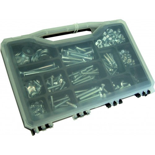 560-piece bolt and washer assortment in a sturdy plastic case, perfect for all DIY and professional projects.