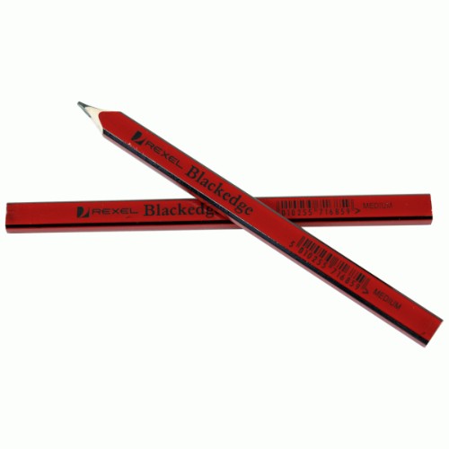 BLACKEDGE Carpenters Pencil Medium in vibrant red, hexagonal design for precision marking on wood and drywall.