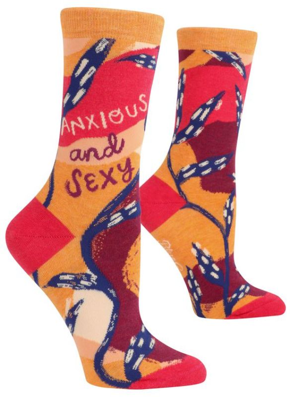 Blue Q Socks - Anxious And Sexy: Unique women's socks blending comfort, style, and humor for shoe sizes 5-10.