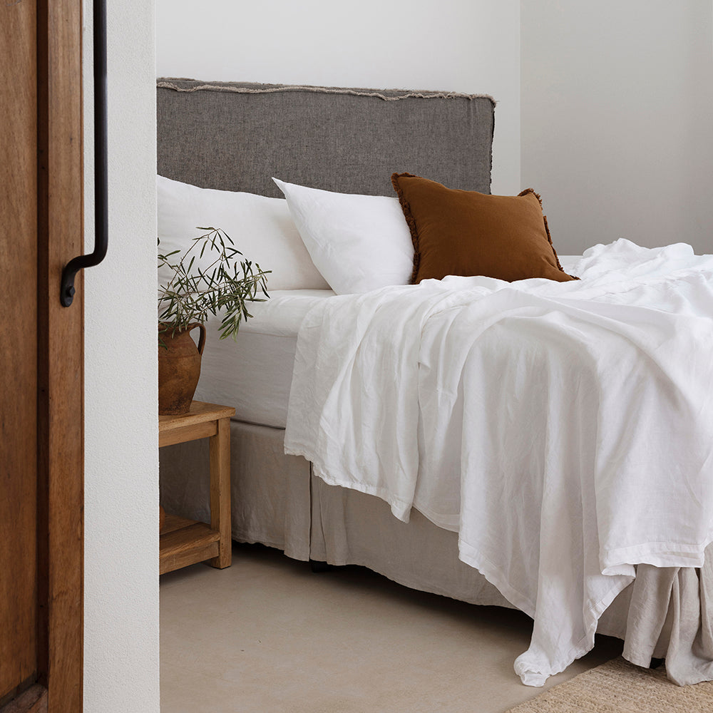 Queen Linen Sheet Set Ivory- Bambury