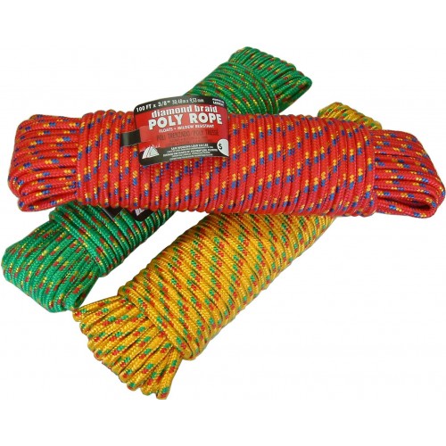 Durable 10mm x 30m braided polypropylene rope on a plastic winder, perfect for outdoor and DIY projects.