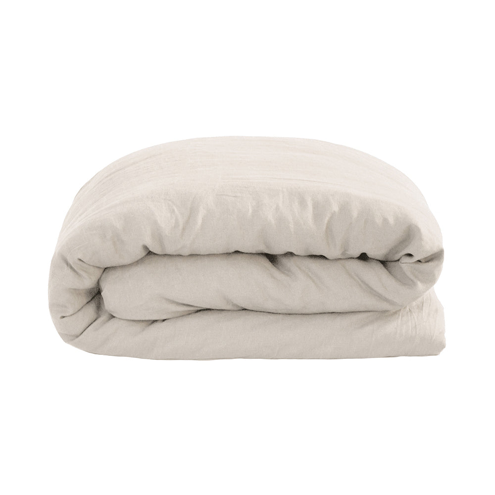 Double Linen Quilt / Duvet Cover Set Pebble- Bambury