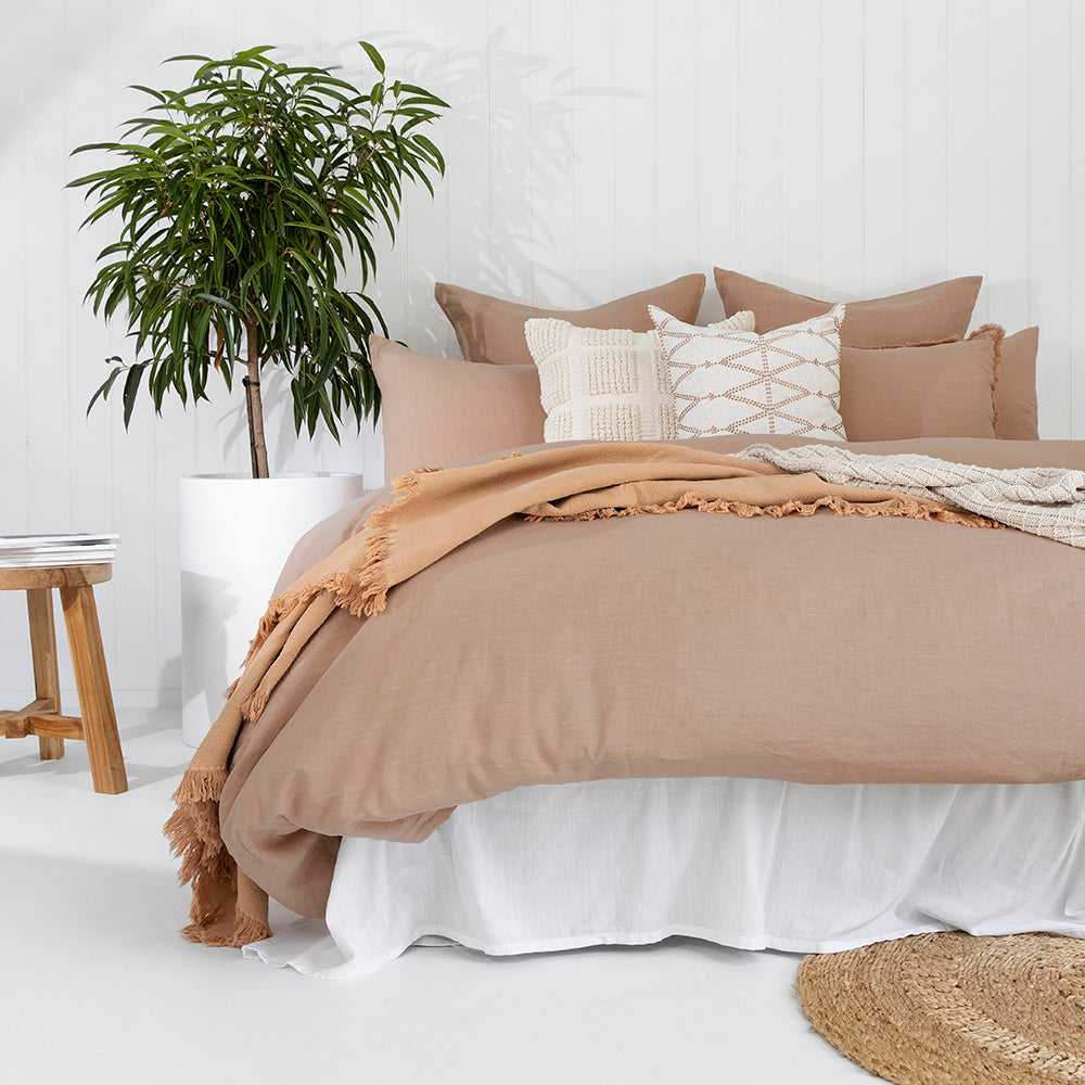 Double Linen Quilt / Duvet Cover Set Tea Rose- Bambury