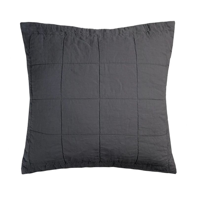 Euro Pillow Sham - Bambury Linen Quilted (Charcoal)