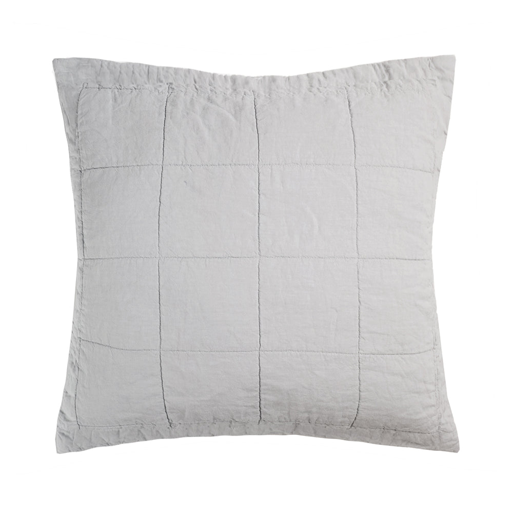 Linen Quilted Euro Pillow Sham Silver- Bambury